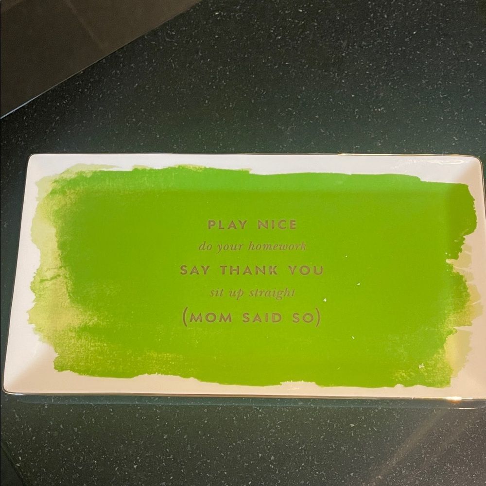 Green and White Decorative Tray